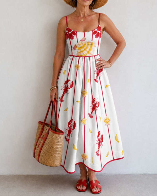 Curvvvy™ Lobster Shell Print Midi Dress