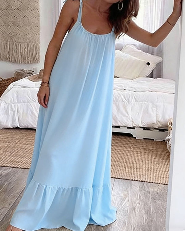 Curvvvy® Sleeveless Tie Strap Flowy Maxi Dress