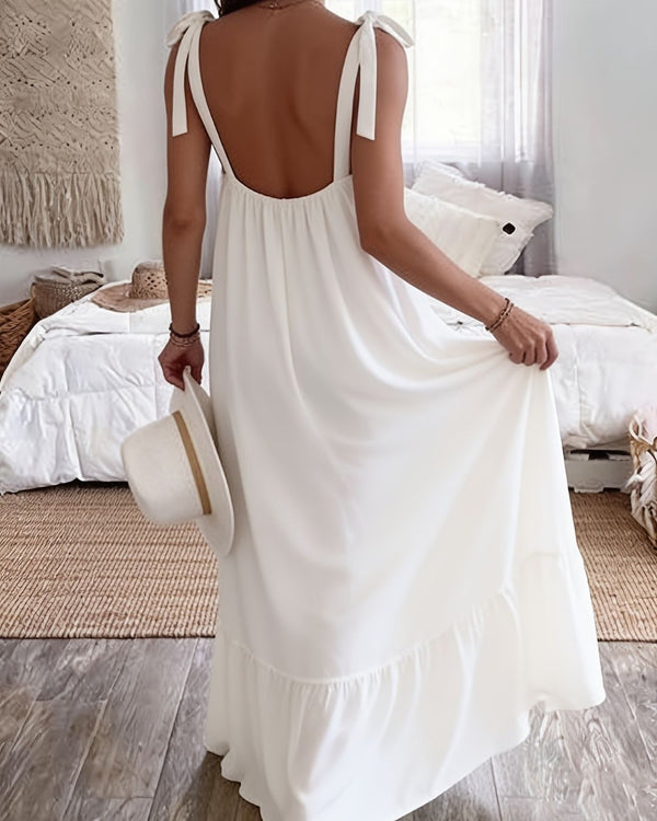 Curvvvy® Sleeveless Tie Strap Flowy Maxi Dress
