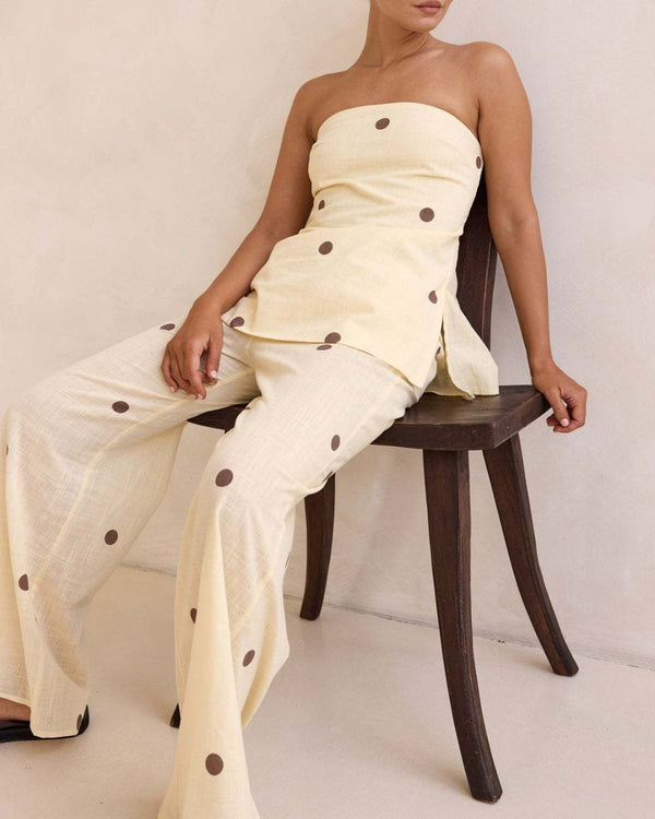 Curvvvy™ Strapless Polka Dot Top and Pants Set
