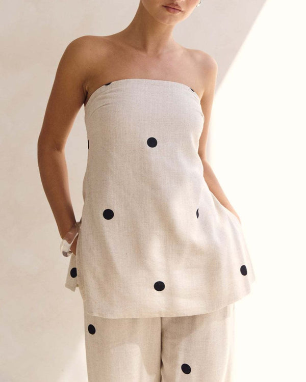 Curvvvy™ Strapless Polka Dot Top and Pants Set