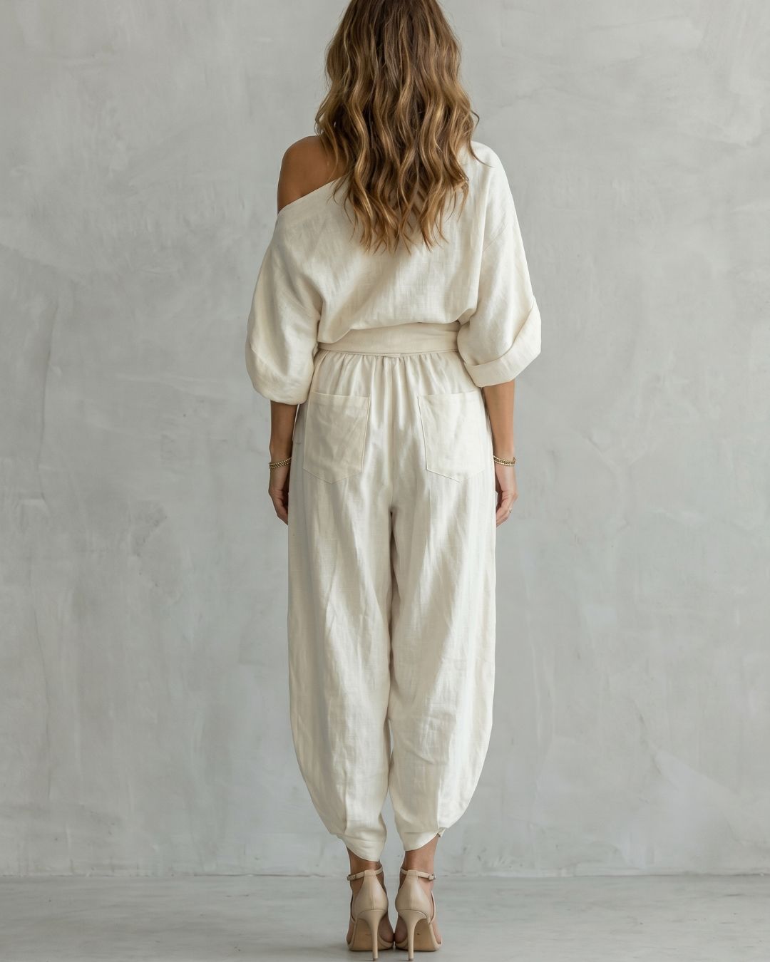Curvvvy™ Off-White Off-Shoulder Two-Piece Set
