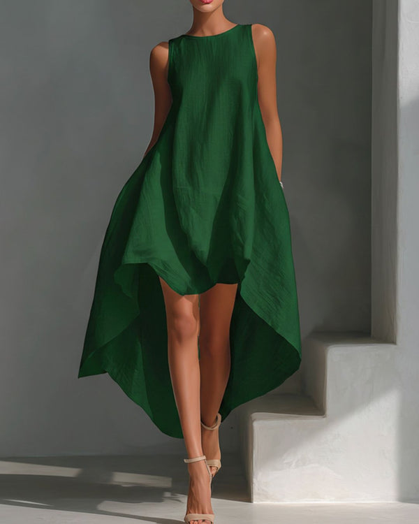 Curvvvy™ Sleeveless Round Neck Irregular Casual Midi Dress