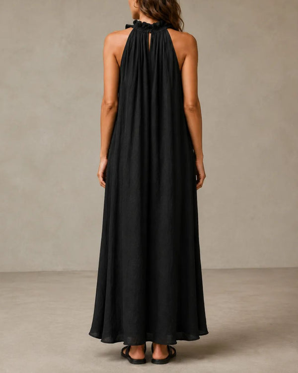 Curvvvy™ Breezy Halter Neck Ruffle Maxi Dress