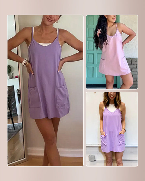 Curvvvy™ Relaxed Fit Cami Romper Shorts Set with Pockets