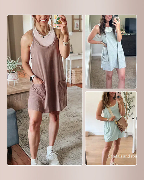 Curvvvy™ Relaxed Fit Cami Romper Shorts Set with Pockets