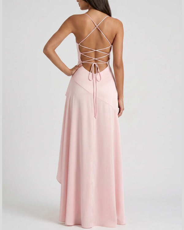 Curvvvy™ Passion Rose Lace-Up Backless Maxi Dress