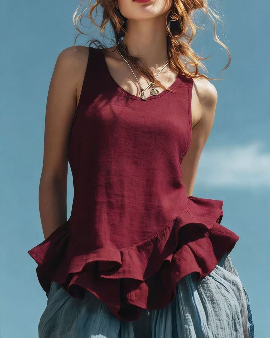 Curvvvy™ Ruffle Hem Tank Top