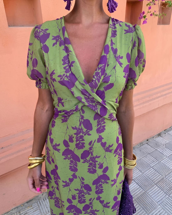 Curvvvy™ Green Violet Maxi Dress