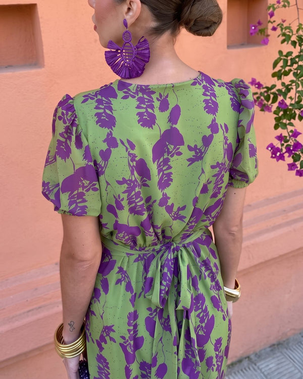 Curvvvy™ Green Violet Maxi Dress