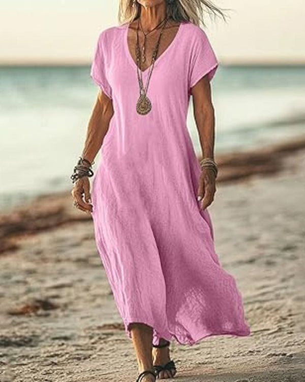 Curvvvy™ Effortless Flowy V-Neck Maxi Dress