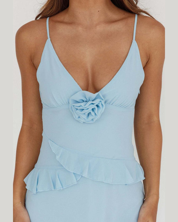 Curvvvy™ Frill Trim Rosette Maxi Dress