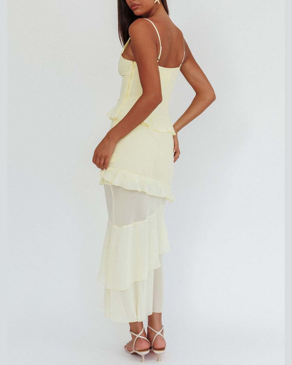 Curvvvy™ Frill Trim Rosette Maxi Dress