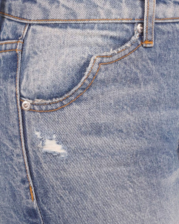 Curvvvy™ Washed Mid-Rise Straight Bootcut Jeans