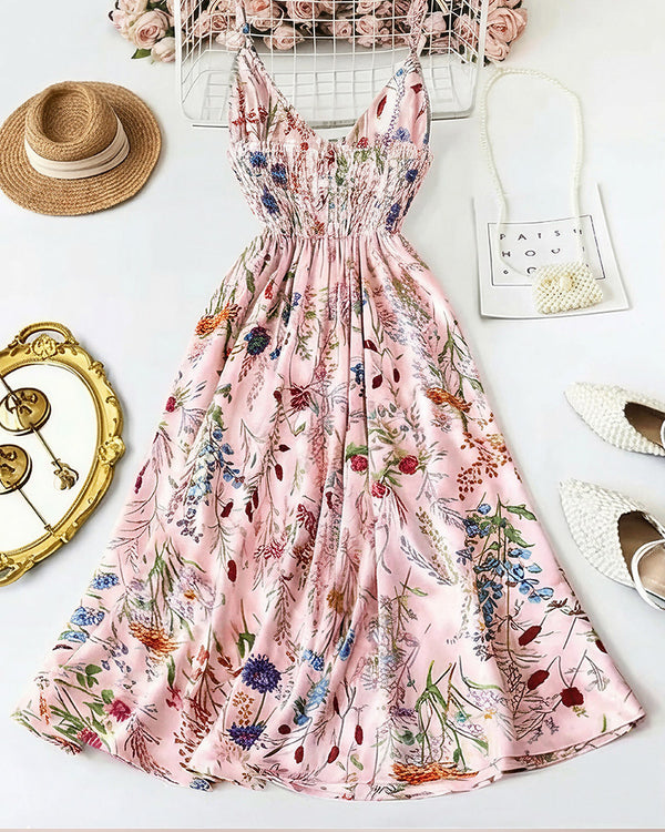 Curvvvy™ Botanical Breeze V-Neck Floral Slip Dress