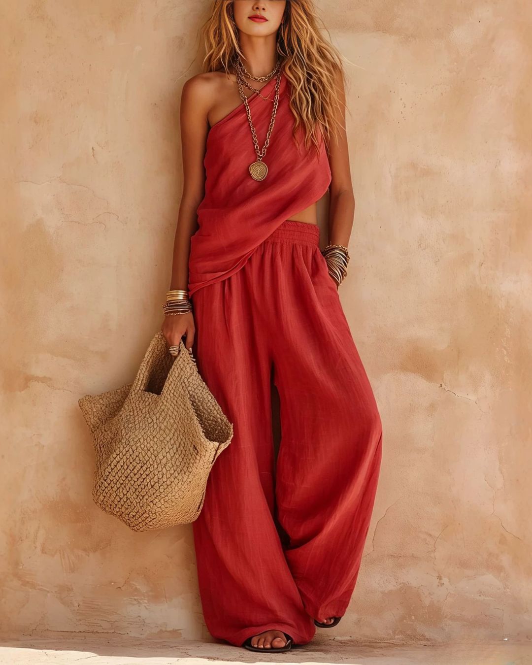 Curvvvy™ Casual One-Shoulder Ruched Set