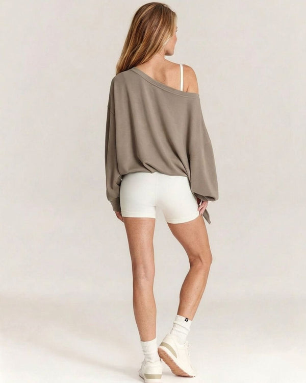 Curvvvy™ One-Shoulder-Sweatshirt mit Tunnelzug am Saum