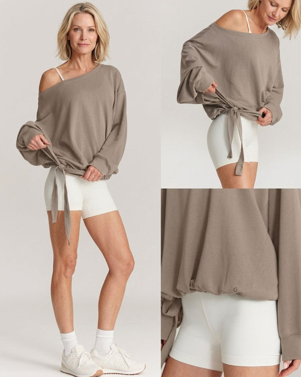 Curvvvy™ One-Shoulder-Sweatshirt mit Tunnelzug am Saum