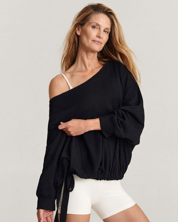 Curvvvy™ One-Shoulder-Sweatshirt mit Tunnelzug am Saum