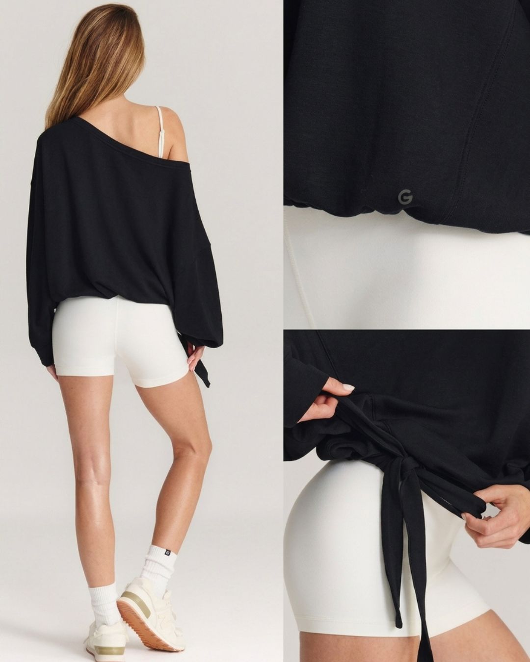 Curvvvy™ One-Shoulder-Sweatshirt mit Tunnelzug am Saum