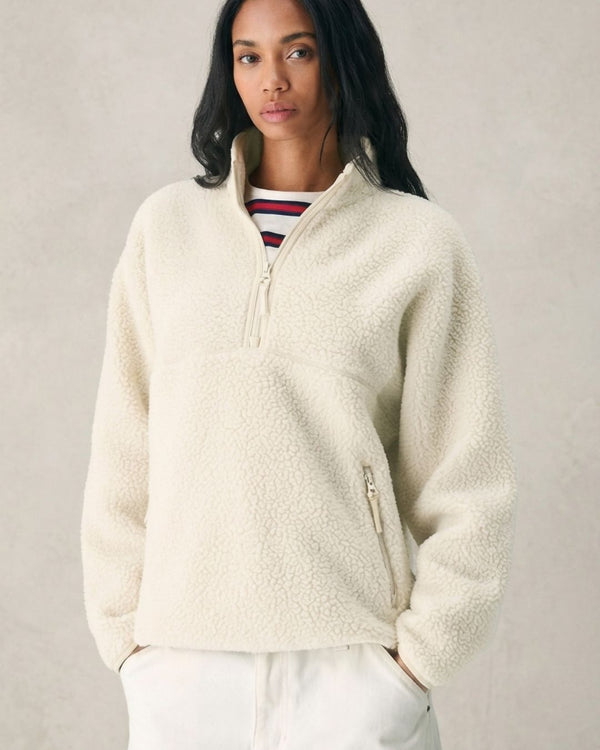 Curvvvy™ Fleece-Pullover mit Stehkragen und halbem Reißverschluss