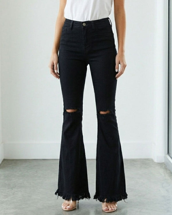 Curvvvy™ Stretch-Schlagjeans im Distressed-Look