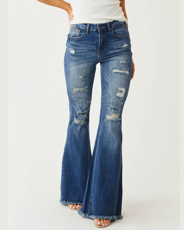 Curvvvy™ Stretch-Schlagjeans im Distressed-Look