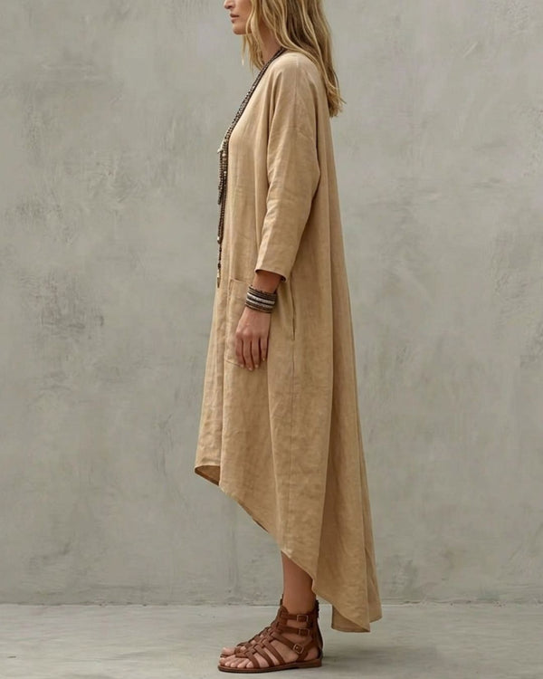 Curvvvy™ Lockeres asymmetrisches Kleid mit V-Ausschnitt