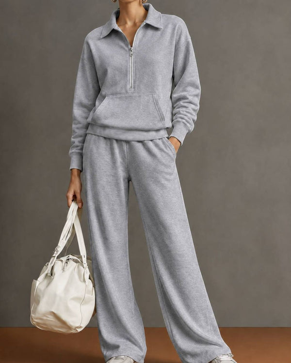 Curvvvy™ Half-Zip Sweatshirt & Pants Set