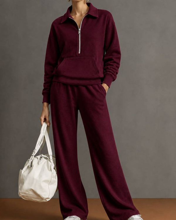 Curvvvy™ Half-Zip Sweatshirt & Pants Set