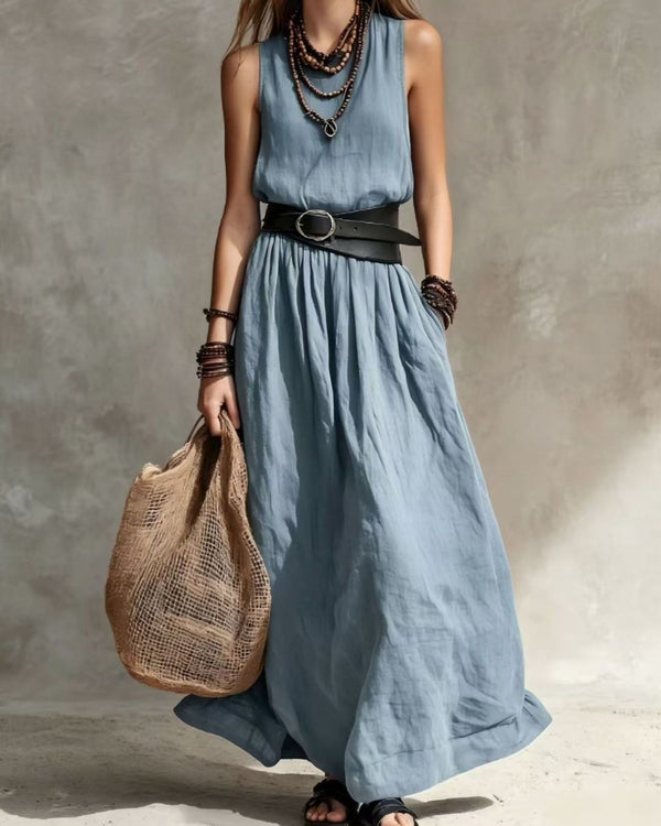 Curvvvy™ Casual Round Neck Sleeveless Flowy Maxi Dress