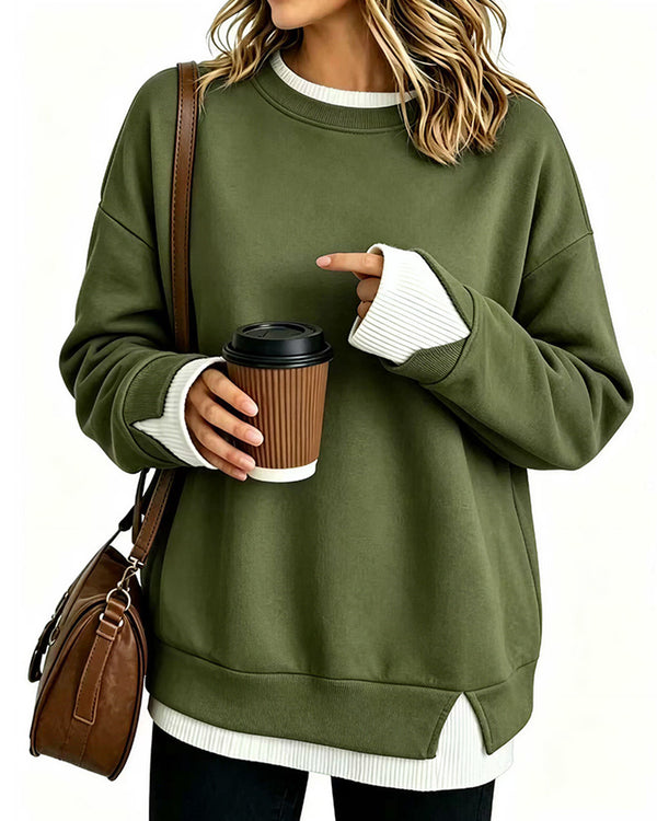 Curvvvy™ Oversized Langarm-Sweatshirt in Lagenlook-Optik