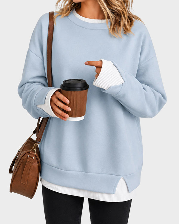 Curvvvy™ Oversized Langarm-Sweatshirt in Lagenlook-Optik