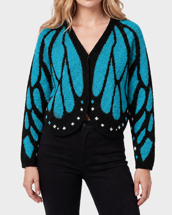 Curvvvy™ Offene Strickjacke mit Schmetterlingsflügel-Muster