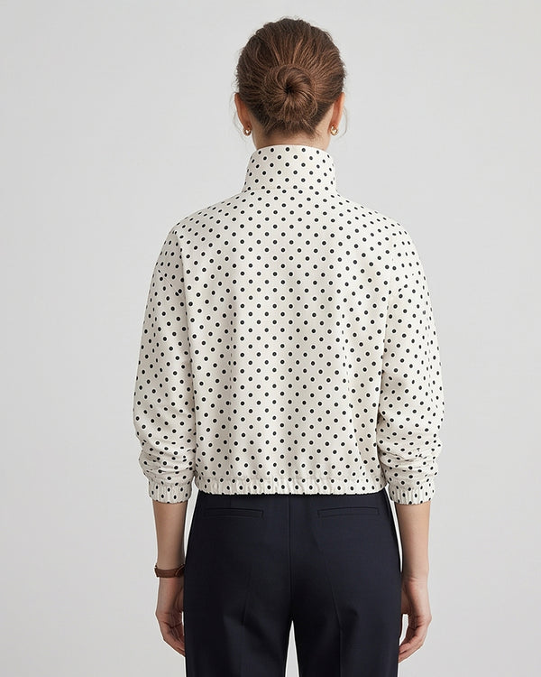 Curvvvy™ Retro Polka Dot Drawstring Cropped Jacket