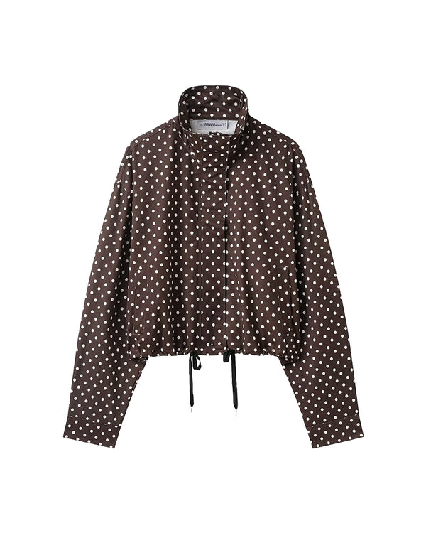 Curvvvy™ Retro Polka Dot Drawstring Cropped Jacket