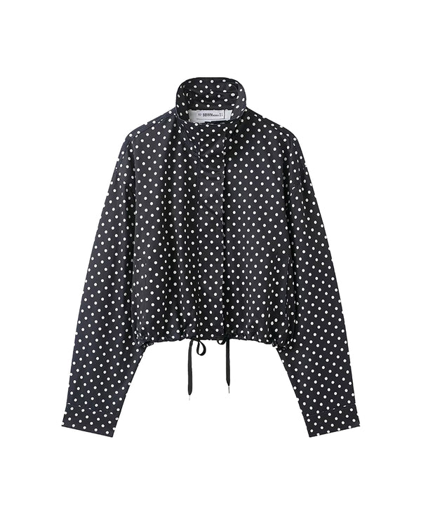 Curvvvy™ Retro Polka Dot Drawstring Cropped Jacket