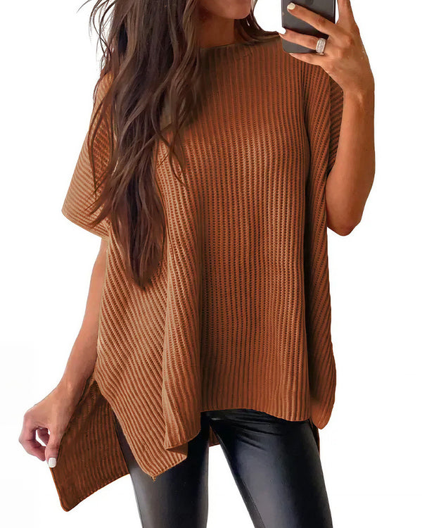 Curvvvy™ Oversized Ribbed Knit Drop Shoulder Top