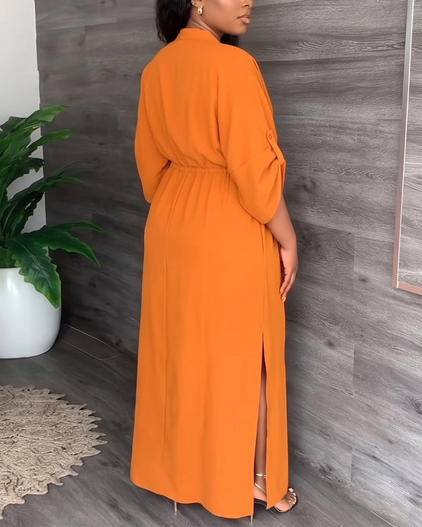 Curvvvy™ Lässiges ärmelloses Maxikleid mit Schlitz und Taschen