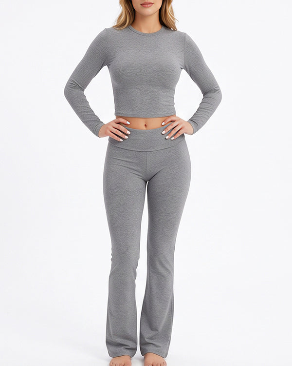Curvvvy™ Zweiteiliges Loungeset mit Kurzarm-Oberteil und weiter Hose mit Tunnelzug