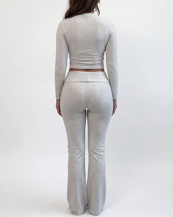 Curvvvy™ Zweiteiliges Loungeset mit Kurzarm-Oberteil und weiter Hose mit Tunnelzug