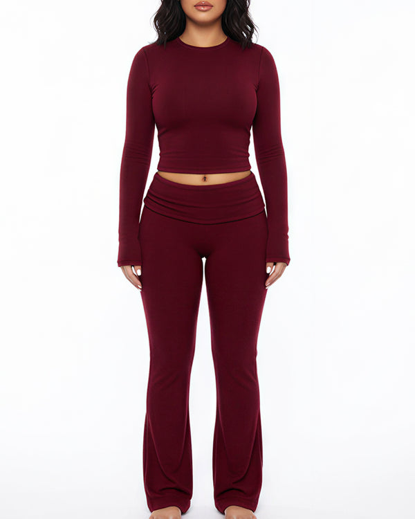 Curvvvy™ Zweiteiliges Loungeset mit Kurzarm-Oberteil und weiter Hose mit Tunnelzug