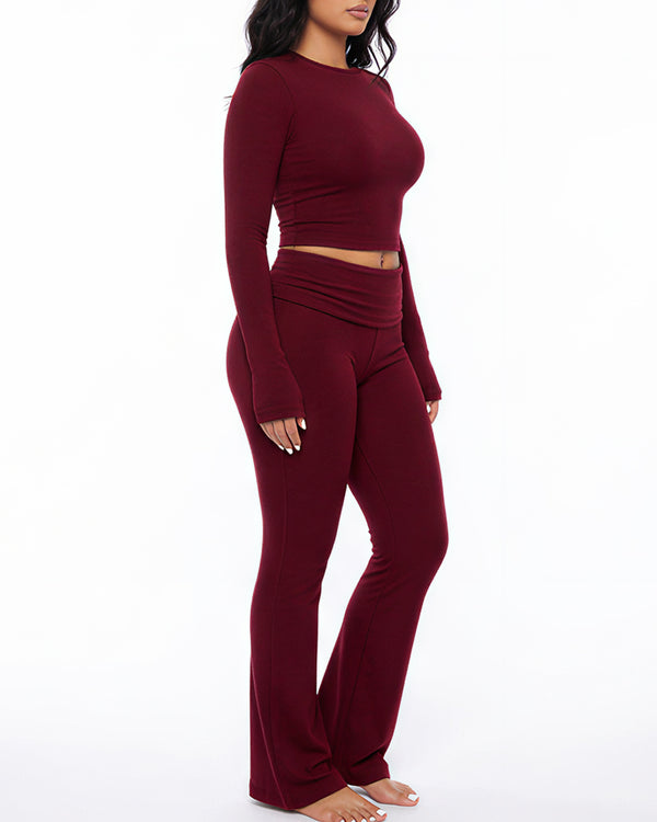 Curvvvy™ Zweiteiliges Loungeset mit Kurzarm-Oberteil und weiter Hose mit Tunnelzug