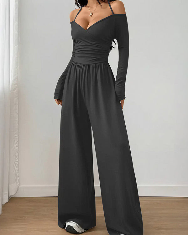 Curvvvy™ Loungeset mit langärmligem Crop-Top und ausgestellten Leggings