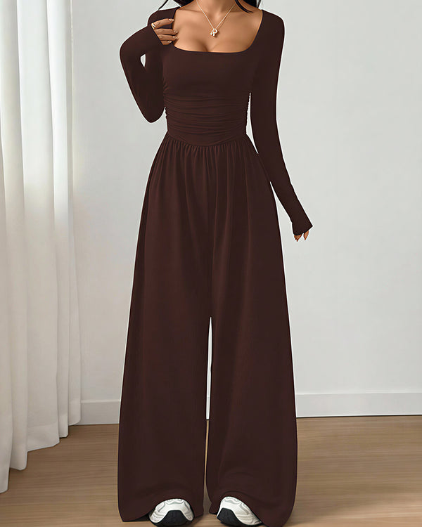 Curvvvy™ Loungeset mit langärmligem Crop-Top und ausgestellten Leggings