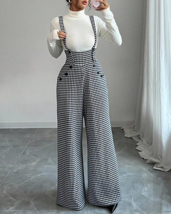 Curvvvy™ Vintage-Latzhose aus Baumwolle und Leinen mit Taschen