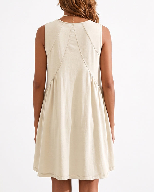 Curvvvy™ V-Neck Flowy Mini Sundress With Pockets