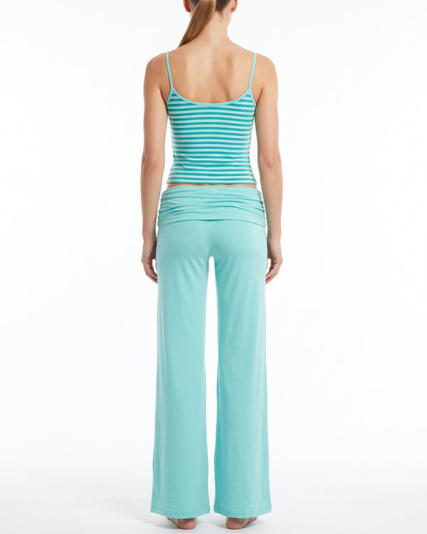 Curvvvy™ Conjunto Casual con Top de Hombros Descubiertos y Pantalón Ancho