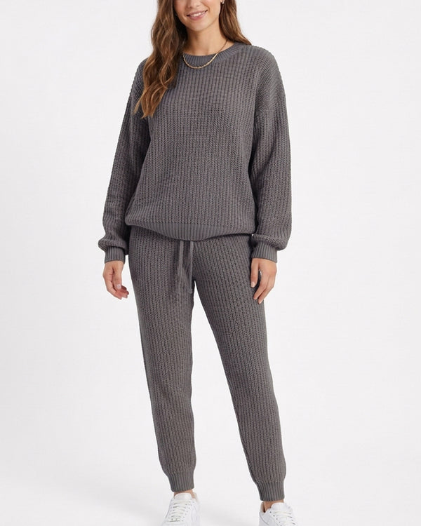 Curvvvy™ Conjunto Casual con Top de Hombros Descubiertos y Pantalón Ancho