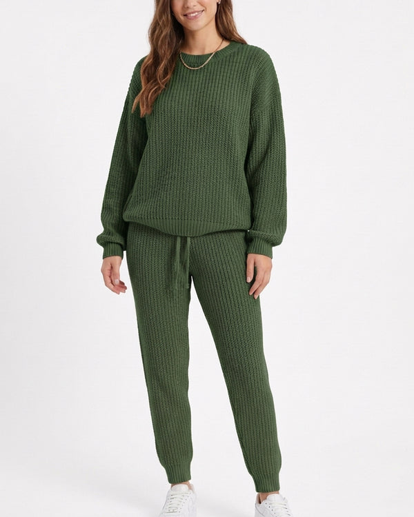Curvvvy™ Conjunto Casual con Top de Hombros Descubiertos y Pantalón Ancho